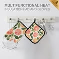 thumbnail image 4 of Yayeee Oven Mitts and Pot Holder Set of 4 Heat Resistant Kitchen Gloves Baking Hot Pad, Watercolor Grapefruit, 4 of 5
