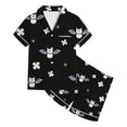thumbnail image 3 of JIAYUE Girls Pajamas Halloween Graphic Short Sleeve Notched Collar Button Top And Shorts Two Piece Sleepwear Set for Casual Bedtime,2-3 Years, 3 of 4