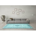 thumbnail image 3 of Ahgly Company Indoor Round Medallion Light Blue Traditional Area Rugs, 8' Round, 3 of 4
