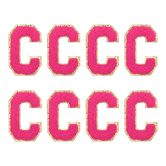 Uxcell Chenille Letter C Embroidered Patches 2.2" Self Adhesive Letter Stickers for Clothing(Rose Red, Pack of 8)