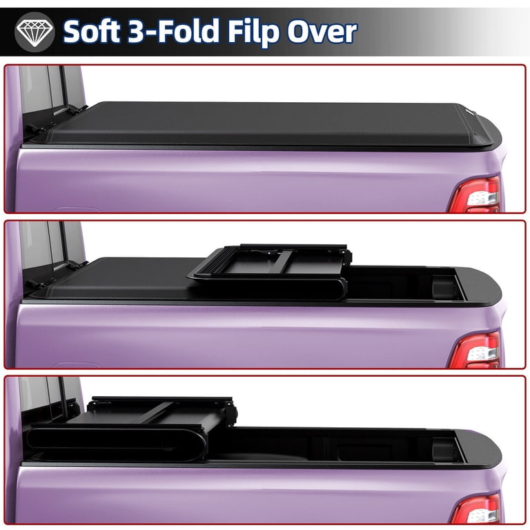 Kikito Professional FRP Hard Tri-Fold Truck Bed Tonneau Cover For 2007-2025 Silverado Sierra 1500 With 6.6ft (78.8-78.9in) Bed