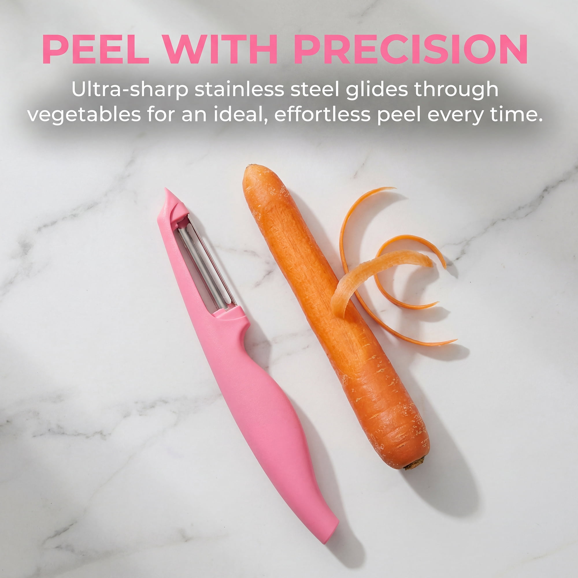 Unique Bargains Plastic Vegetable Peeler with Ergonomic Handle for Peeling Pink 7.3x1 inch
