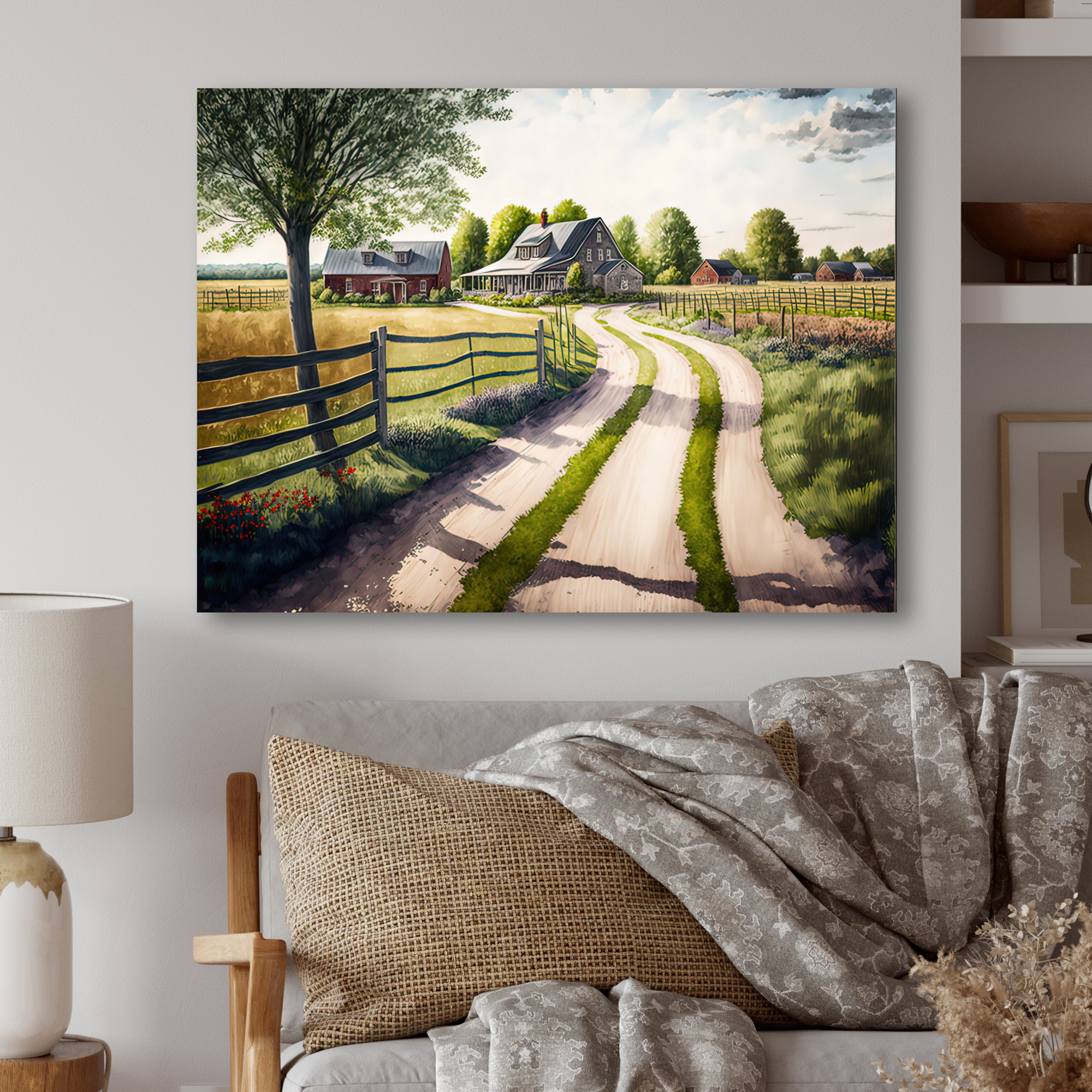 Designart View Of The Pasture I Canvas Wall Art