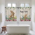 thumbnail image 4 of Easter Kitchen Curtain for Berdoom Living Room Cafe 45 Inch Length, Spring Watercolor Bunny Eggs Flower Leaf Beige Tiers Curtains Light Filtering Drapes Rod Pocket Window Treatment 2 Panels 52"Wx45"L, 4 of 8