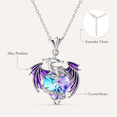 thumbnail image 2 of Dragon Necklace with Heart Shaped Crystal Jewelry Gift for Women,Purple, 2 of 6