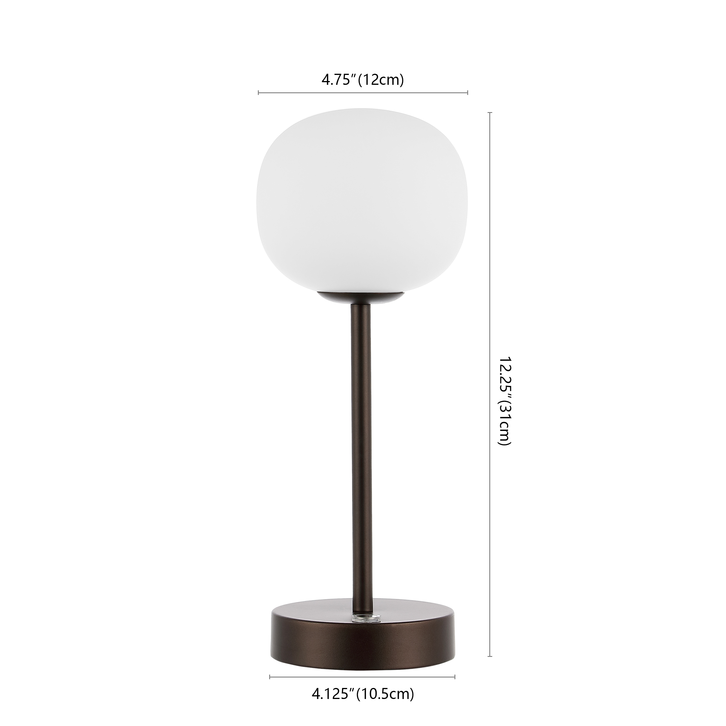 JONATHAN Y Natalia 12.25" Modern Farmhouse Iron Rechargeable Integrated Portable LED Table Lamp, Oil Rubbed Bronze/White, JYL7108B
