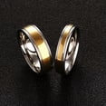 thumbnail image 2 of 4mm/6mm Gold Plated Bands 316L Stainless Steel Couple Rings Engagement Size 6-12, 2 of 8