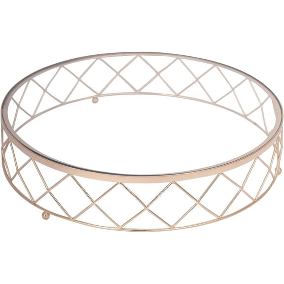 Gold Clear 14-Inch Round Metal Glass Geometric Cake Stand - Wedding Birthday Party Dessert Pedestal Display Decorations