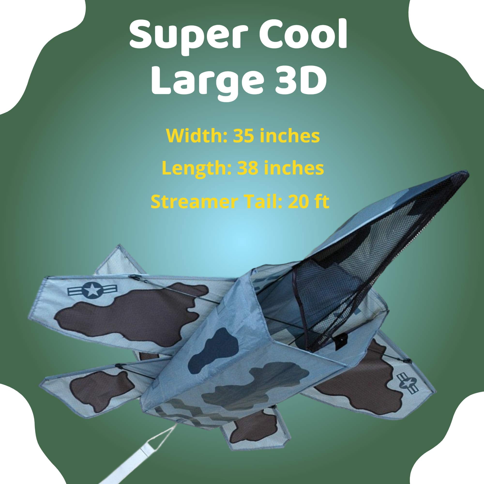 Premier Kites 3D Jet Kite Stealth Attack Design | Easy to Assemble and Easy to Fly 3D Kite | an Enjoyable Kite for Adults and a Thrilling Kite for Kids | Great 3D Kite for The Beach or Park
