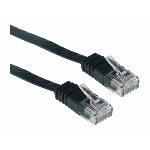 Cat6 Black Flat Ethernet Patch Cable, 32 AWG, 35 foot