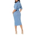 thumbnail image 3 of XXXITICAT Women's Short Sleeve Denim Bodycon Work Midi Dress Elegant Jean One-Piece Pencil Dress(LB,2XL), 3 of 4