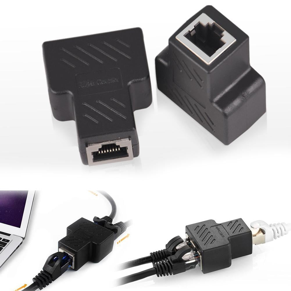 2-Port RJ45 Ethernet Splitter Adapter,LAN Cable Hub for Sharing One Network Outlet