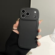 ShellTech For iPhone 8 Plus/7 Plus Flexible TPU Shockproof Case Anti-Scratch Anti-Fingerprint Non-Slip Lightweight Cute Wave Curly Frame Solid Color Silicon Slim Cover with Camera Protection ,Black