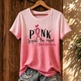 thumbnail image 2 of Mfakffe Breast Cancer Shirts for Women Breast Cancer Awareness Crew Neck Short Sleeve T-Shirt Floral Pink Ribbon Embroidery Print Casual Loose Tee, 2 of 5