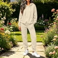 thumbnail image 2 of Jerdar Womens 2 Piece Lounge Set Hoodie Jogger Pants Oversized Solid Color Drawstring Pocket Elastic Waistband Casual Fall Winter Travel Outfits L, 2 of 8