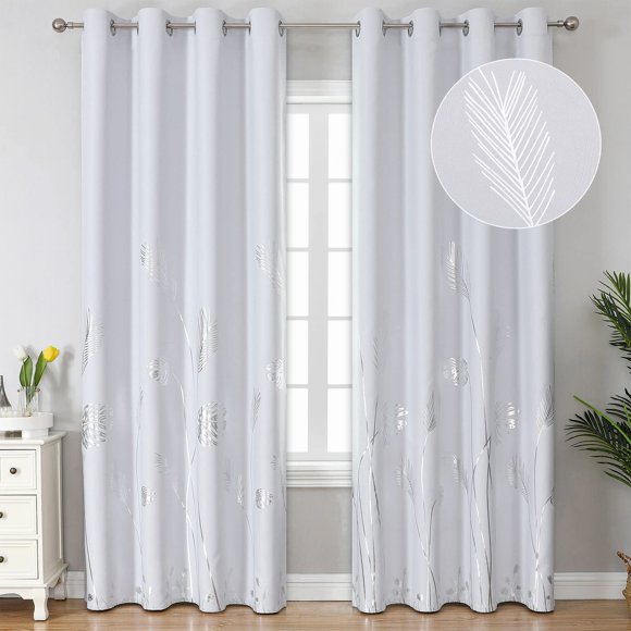 Cortinas Estelar Textiler, 132 x 244 cm, con aislamiento térmico en forma de palma plateada