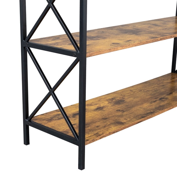 Table Console GILLAS 3 Niveaux Style Industriel - 76x30x80cm - Rangement Salon Entrée - Marron