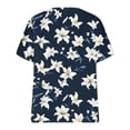 thumbnail image 5 of ALLLIST Notch Neck Women's Tops Short Sleeve Plus Size T-Shirts Blue Casual Floral Shirts Ladie's Tops, 5 of 5