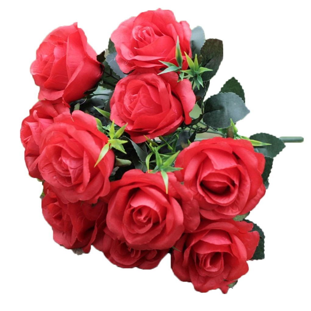 Best Choice 11 Heads Artificial Rose Flower Bouquet Bridal Wedding ...