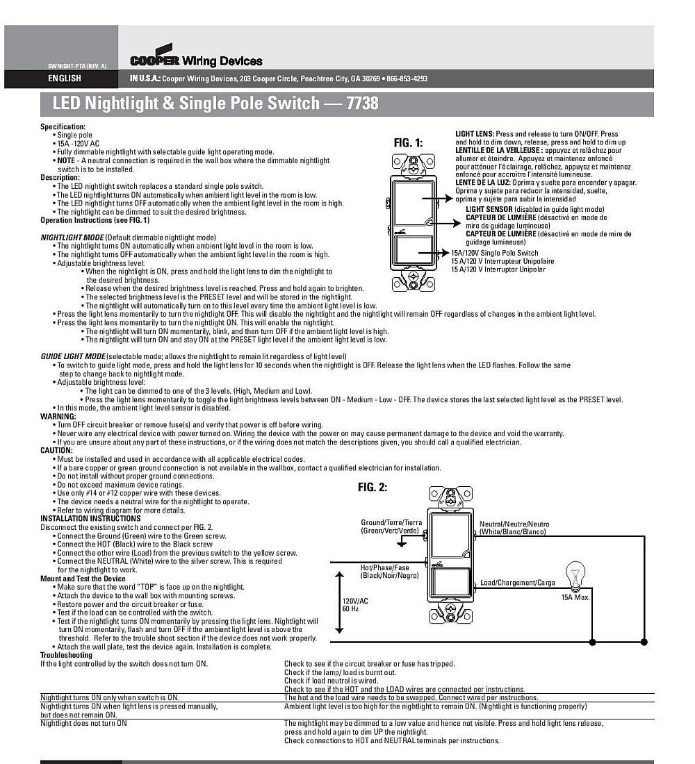 Dimmable Led Nightlight Light, Eaton Single Pole Combination Switch Wiring Diagram