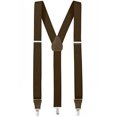 thumbnail image 1 of Mens Elastic Y-Back Adjustable Clip-on Suspenders With Leather Trim- Brown (Regular, 46" Long), 1 of 6