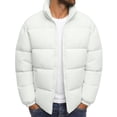 thumbnail image 2 of PNTUTB Fall Winter Men's Puffer Jacket Full Zip Stand Collar Coat Solid Color Quilted Casual Warm Comfort Trendy Outwear with Pockets, 2 of 7