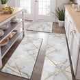 thumbnail image 2 of White Gold Marble Pattern Kitchen Rugs Sets Of 3,Kitchen Runner Rugs Non Skid Washable,Decorative Kitchen Floor Mats for Kitchen,Sink,Laundry,17"x30"+ 17"x47" + 17"x59", 2 of 6