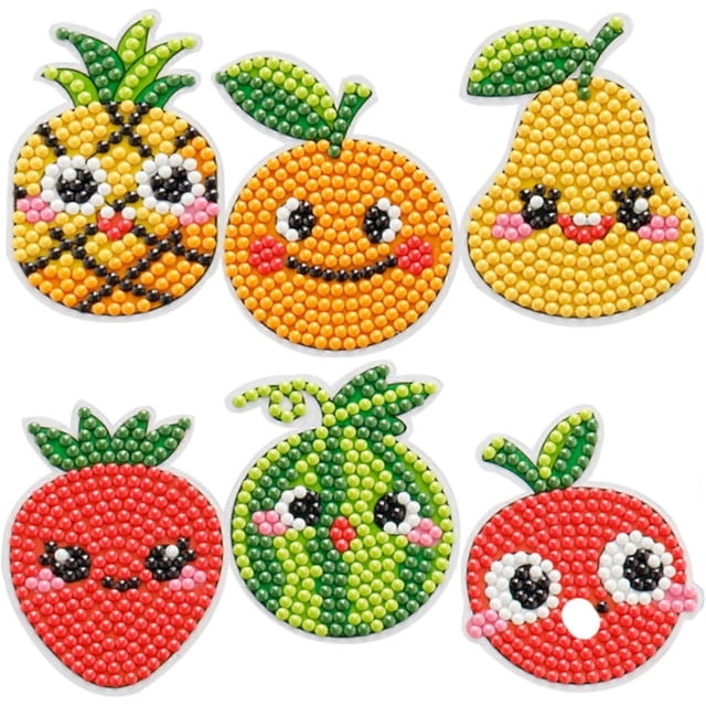 Kids Diamond Painting Set, 5D DIY Diamond Painting Stickers, Suitable for Boys and Girls, Ages 4-8, 6-12 Years Old Girls Gift(P-Fruit Head 6 Pieces)