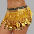 thumbnail image 3 of Felirenzacia Belly Dance Hip Scarf for Women, Thick Tassels Sequin Fringe Skirt, Yellow,Free Size, 3 of 3