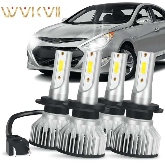 For Hyundai Sonata 2000 2001 2011 2012 2013 2014 4pcs Bright H7 LED Headlight High Low Beam Bulb White