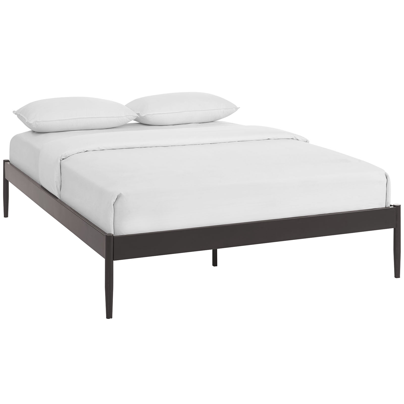 Modern Contemporary Urban Design Bedroom King Size Platform Bed Frame, Brown, Metal Steel