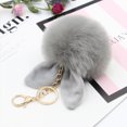 thumbnail image 3 of Miangastore Pom Pom Fur Ball Keychain Rabbit Ear Keyring Bag Charm Decoration (Gray), 3 of 6