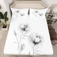 thumbnail image 2 of jejeloiu Country Floral Bed Sheets,Rustic Plant King Sheets,Gray White Sheet Set For Girls Teens,Luxury Bedroom Decor,4-Piece, 2 of 7