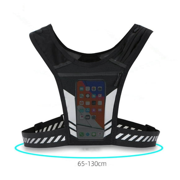 Gilet Réfléchissant de Course avec Téléphone, Poches de Nuit, Poches pour Bouteilles, Respirant et Léger pour Hommes, Course, Randonnée