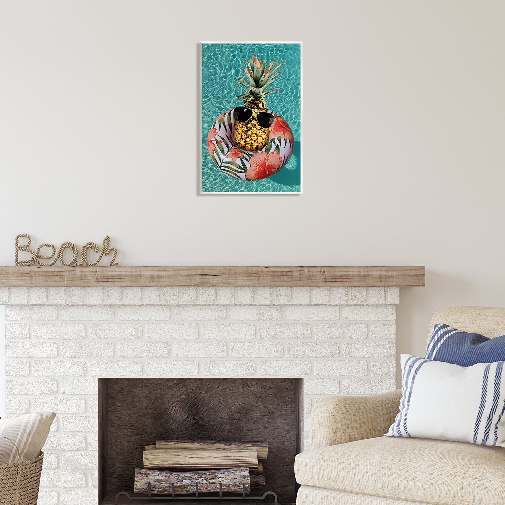 Stupell Industries Pineapple on Beach Tube Food & Beverage Painting Unframed Art Print Wall Art, 13 x 19