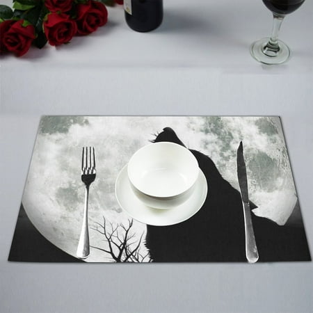 

MYPOP Wolf Kitchen Table Mat Placemats for Dining Table 12x18 inches