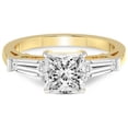 thumbnail image 3 of 5 Carat IGI Certified Princess Shape Lab Grown Diamond Engagement Ring | 14K Yellow Gold |adison Three Stone Side Baguette Diamond Ring | FG-VS1-VS2 Quality Friendly Diamonds, 3 of 4