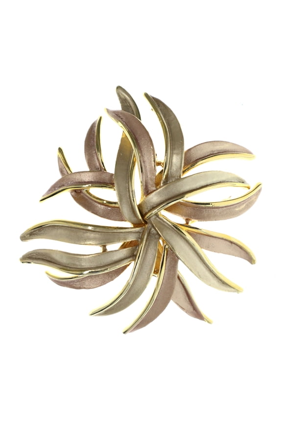 Gold-Tone & Peach Colored Metal Brooch-Pin #LQP1366