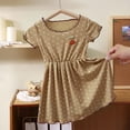 thumbnail image 2 of Girls Dresses Casual Summer Kids Outfit Soft Comfortable Short Fly Sleeve Lightweight Khaki Dress Size 18-24 M, 2 of 3