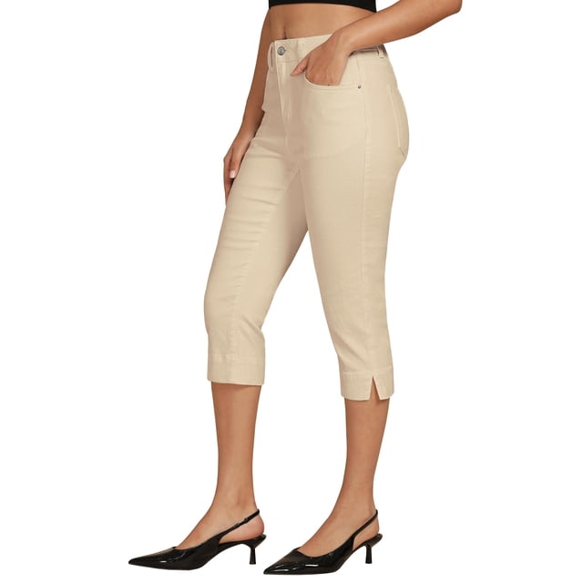 Jeans Capri Luvamia de cintura alta y dobladillo dividido para mujer