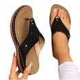 thumbnail image 2 of Xfvqtps Orthopedic Sandals for Women Wedge Shoes Flip Flops Arch Support Hollow out Soft Sole Comfortable Breathable Casual Summer Beach Walking Sandals Black, 2 of 9