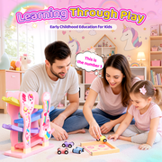 Kids Wooden Track Car Ramp Toys,Girls Unicorn Toy Montessori Toys for 1 2 3 Year Old Toddlers, Race Car Slide Toys,Unicorn Gift for 1-3 Years Old Girls Boy Birthday