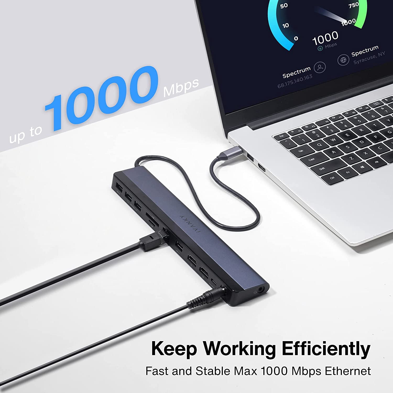 iVANKY EdgeDock 1 USB C Laptop Docking Station with 100W Power Adapter 12-in-1 85W PD Dock Dual 4K HDMI Display