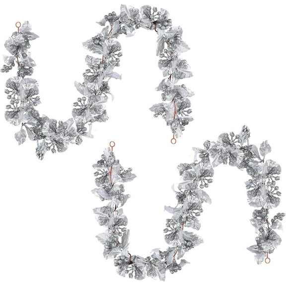 2 Pack Berry Christmas Garland Flexible Artificial Berry Garland Indoor Outdoor Christmas Decor, Farmhouse Xmas Berry Garland for Home Winter Christmas Holiday Decoration, Total 12FT