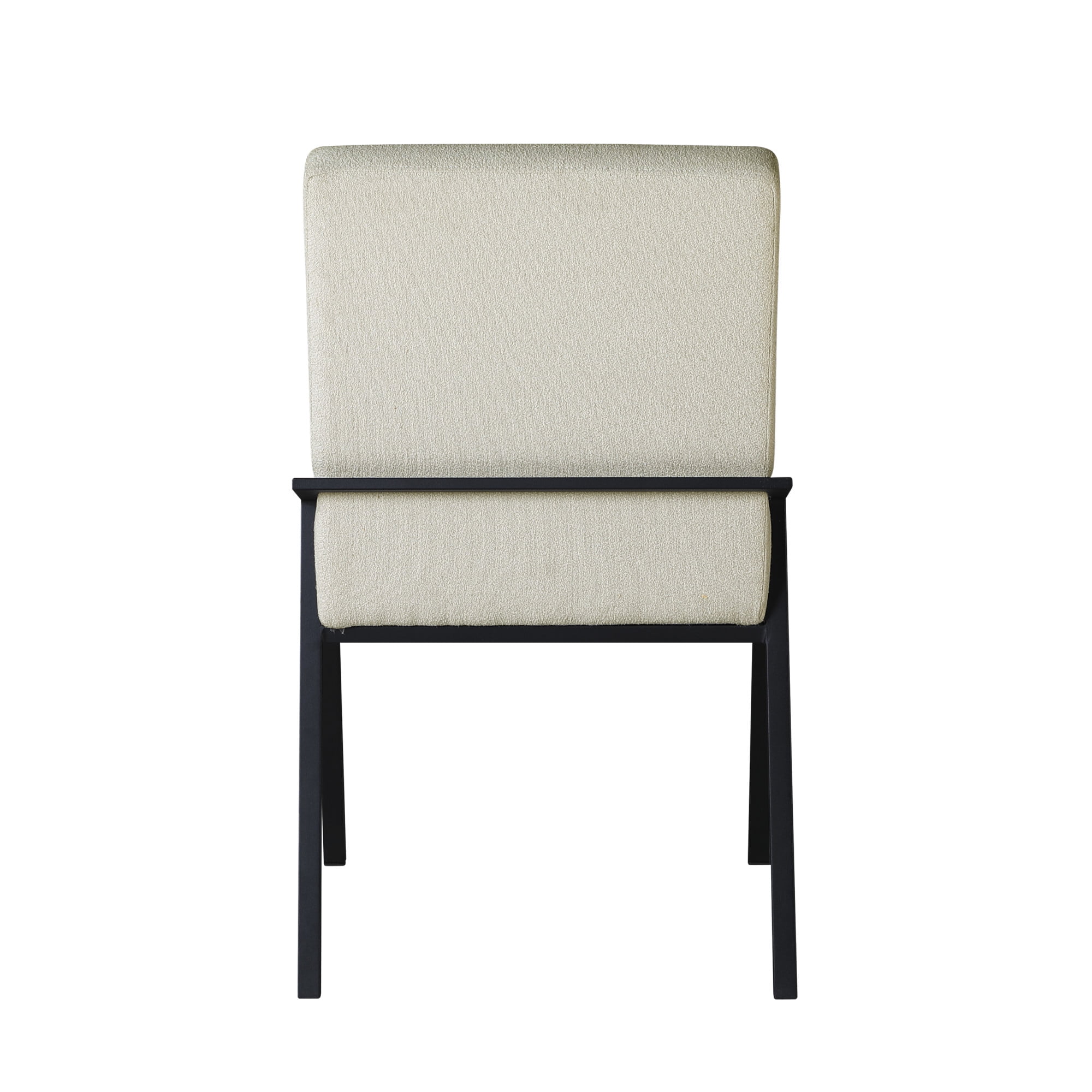Weston Home Bedford Black Finish Metal Ivory Fabric Dining Chair, Set of 2