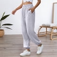 thumbnail image 2 of oqasdz Women Casual Joggers with Drawstring Waist Pocket Wide Leg Soft Comfort Solid Color Pants Work School Stretch Summer Dailywear, 2 of 5