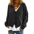 thumbnail image 1 of Gvmfive Women's Drop Shoulder Long Sleeve Buttons Hem Solid Sweater Cardigan, 1 of 4