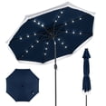 thumbnail image 1 of Gymax 9FT Solar Patio Umbrella w/24 LED Lights Fringe Push Button Tilt Crank Handle Navy, 1 of 10