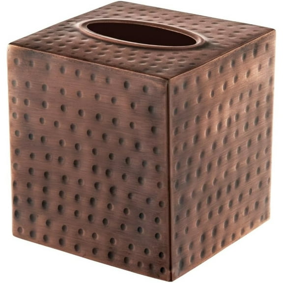 LZCKDPX Hand Hammered Tissue Box Cover Square, Matte Black Tissue Holder for Bathroom, Square Metal Dresser Accessories, Decorative Tissue Box Holder, Matte Black Handcrafted Tissue Cover