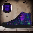 thumbnail image 2 of Coolcustomize Men's Plus Size Gothic High-Top Sneakers - Lace-Up Gothic Shoes withPurple & Neon green accents, Non-Slip Rubber Sole Casual Shoes - Gothic Boots for Halloween, Streetwear, Daily Wear, 2 of 9